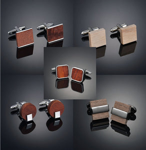 High End Square Wooden Cuff Links